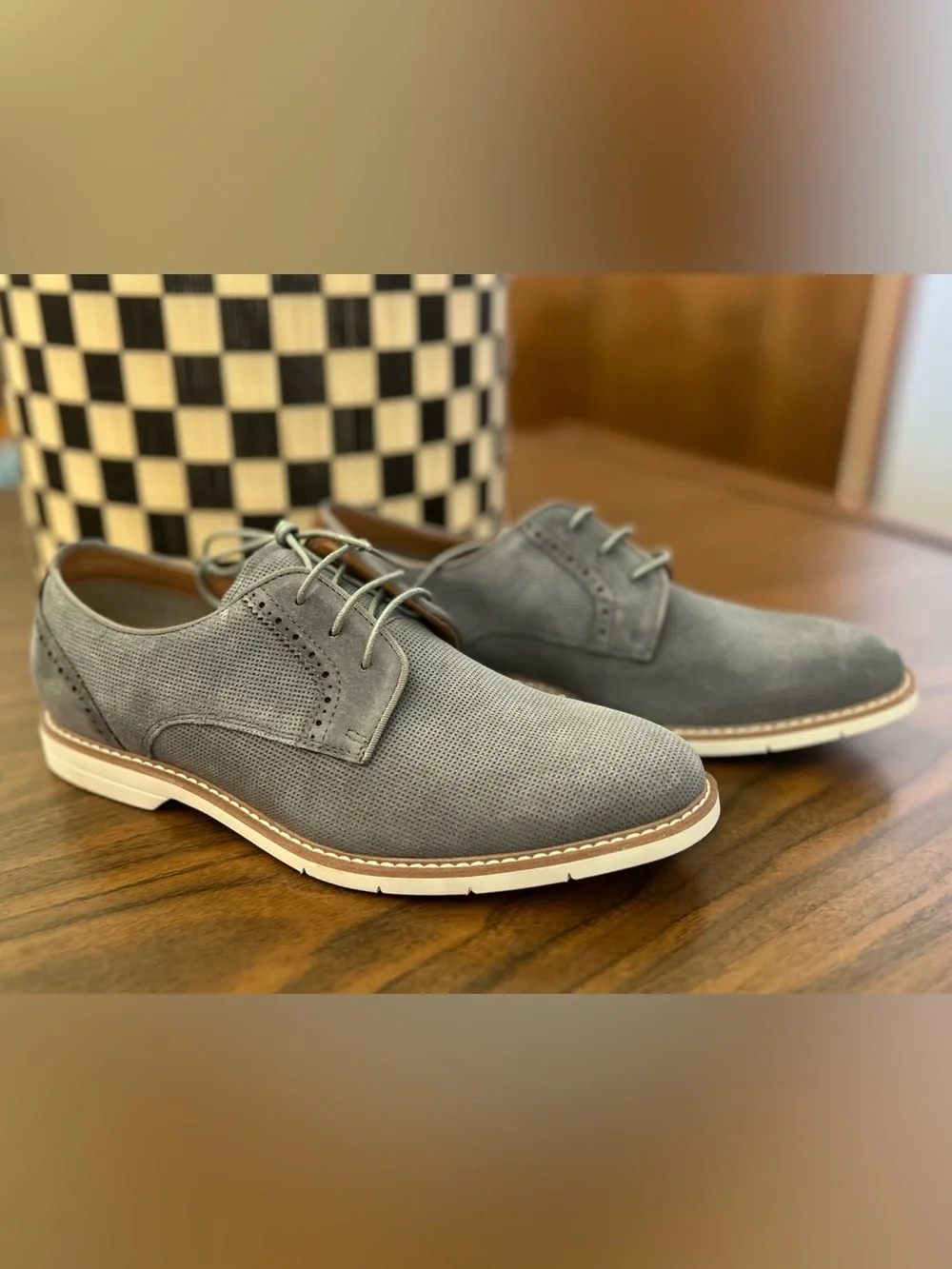 Steve Madden Melton Oxford Gray Perforated Derby Shoes